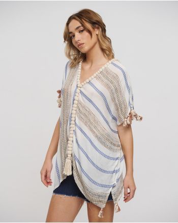 ΚΑΦΤΑΝΙ ΣΕ ΛΕΥΚΟ/ΜΠΛΕ ΧΡΩΜΑ ONE SIZE (COTTON/VISCOSE)